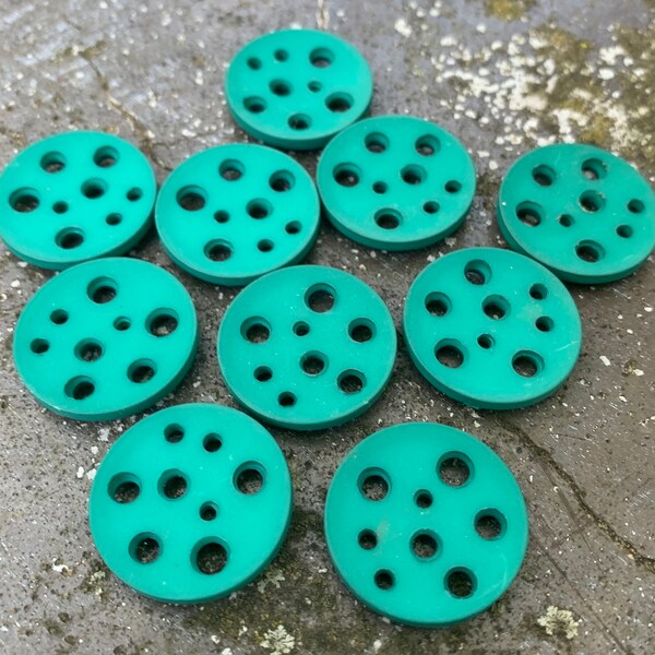 Green Buttons Stylized Lotus Pod Cross Section in Matte Finish Plastic Resin - B474- 5 Buttons