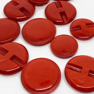 Red Vintage Buttons Self Shank Disc Buttons Large and Small Button Collectible B869 2 buttons image 5