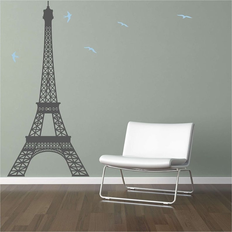 extra large eiffel tower vinyl wall decal | etsy
