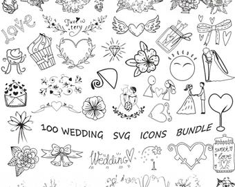 Wedding SVG Icons Bundle | Hand-Drawn Clipart (Digital Download)