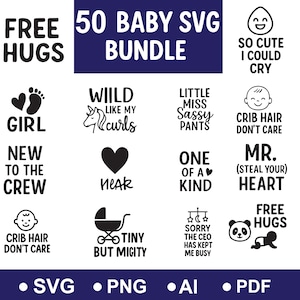 50 Baby SVG Bundle Newborn Bundle, Baby Quote Bundle, Cute Baby Sayings svg, Funny Baby svg, Baby Girl, Baby Boy, Clipart, Digital Download