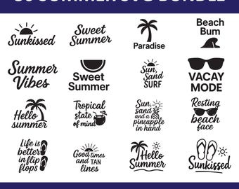 Sommerliche Strandzitate SVG-Bundle | Cricut- und Silhouette-Designs (Digitaler Download)
