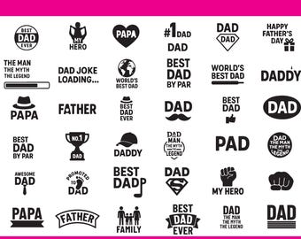 Pacote de arquivos SVG para o Dia dos Pais, estampas para camisetas de papai, arquivos de corte para papai e pai (download digital)