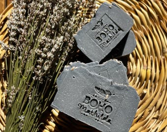 Lavender & Activated Charcoal Soap Bar | Natural Detoxifying Skincare | Handmade | Nontoxic | Spacial Gift Idea