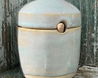 Honey Jar, Ceramic | Handmade  Pottery Jar with Lid | Versatile Home Organizer | Toiletries, Seasonings, Sugar, Nuts, Candle, Matches