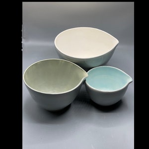 Three Nested Pastel Mixing Bowls