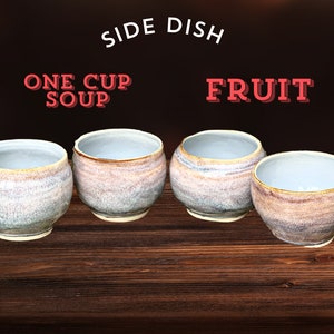 Ceramic Soup/Fruit Bowls Set Of 4 | Light Blue/Lavender, Brown Glaze | Compact| Food, Dishwasher, Microwave Safe | Ice Cream, Dessert,