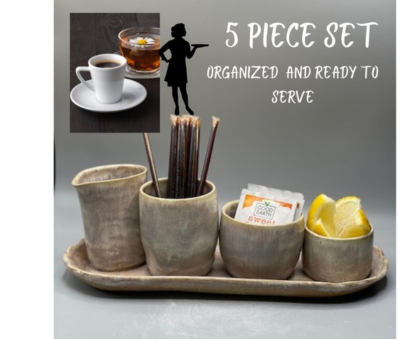 Ceramic Espresso Cup Tray Set Honey
