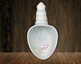 Ceramic Scooper, 1 Cup | Handmade | Aqua, Lavender Beige Clay, Clear Glaze | Food Safe| Dog Food, Flour, Sugar, Detergent, Nuts, Spoons