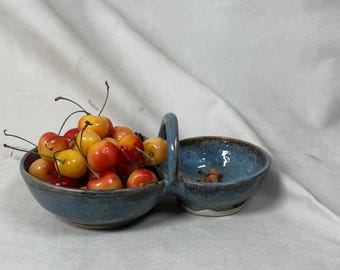 Ceramic Serving Bowls | Handmade | Blue Glaze | Home, Entertaining, Kitchenware, Hors d'oeuvres, Snack, Charcuterie Condiment Server