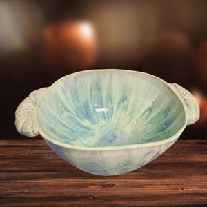 Fruit/Centerpiece Bowl | 11&quot;x4&quot; | Ceramic, Handmade | Aqua, Green, Blue Glazes | Interior Design, Farmhouse, Dining, Casserole, Dish, Art
