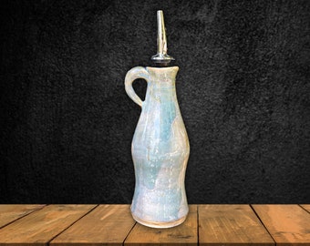 Handmade Ceramic Oil/Vinegar Dispenser | Aqua Beige Glaze, Kitchenware