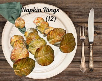 Handmade Leaf Napkin Rings (Set of 12) | Glazed Ceramic Table Decor