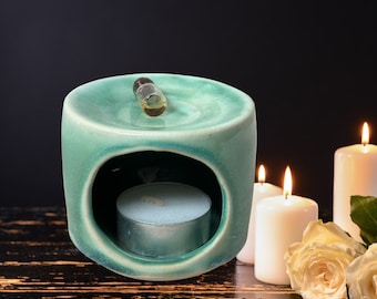 Fragrance / Luminary | Ceramic, Handmade | Light Green Glaze | Incense/Oil  Burner | Candles, Spa, Healthy Living, Home Smell, Perfume