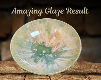 Decorative Bowl | Ceramic, Handmade | Green, Yellow Glaze | Home, Interior Design, Centerpiece, Serving Food, Dinnerware, Food Safe,
