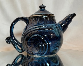 Stunning Ceramic Tea Pot |Handmade | Design, Function | Blue With Turquoise Glaze| High Tea, Kettle, Kitchenware, Pitcher, Coffee