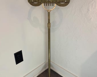 Vintage Solid Brass Lyre Stand For Musical Notes Made in Taiwan Adjustable to 52”