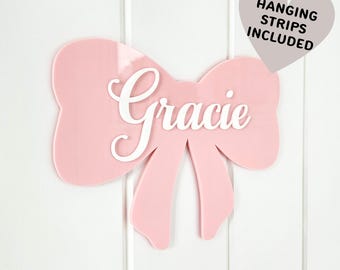 Custom Girls Name Bedroom Door Sign Plaque / Bow