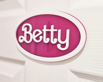 Custom Girls Name Bedroom Door Sign / Barbie