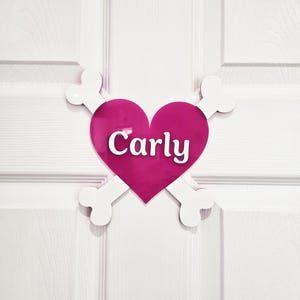 Custom Girls Name Bedroom Door Sign / Heart and Crossbones