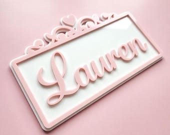 Letrero personalizado para puerta de dormitorio con nombre de niña / Princesa