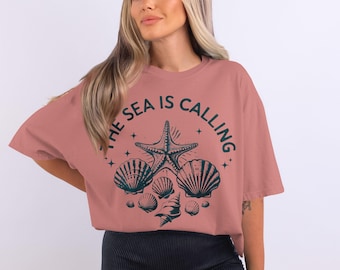 The Sea is Calling T-Shirt: Starfish & Shells - Coastal Apparel