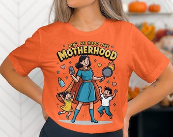 Funny Super Mom T-Shirt: Comic Style Motherhood Tee