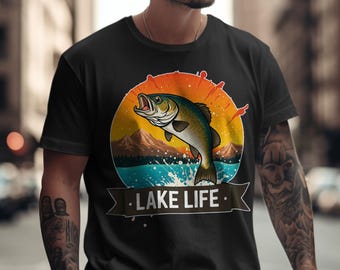 Lake Life Fishing T-Shirt: Bass Graphic, Nature Lover Gift