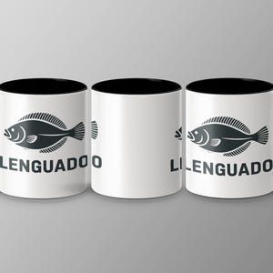 Lenguado Fish Mug, Unique Graphic Fish Design Mug, Stylish Kitchen Accessory, Perfect Gift for Fish Lovers, Coffee Tea Mug