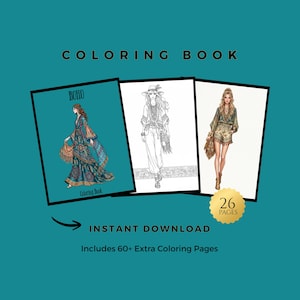 Libro da Colorare Moda di Lusso – 60 Pagine – PDF Stampabile per Adulti– Download immediato