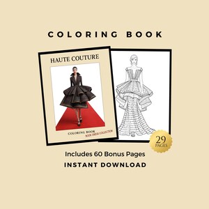 Libro para colorear de vestidos para adultos, regalo literario de moda en PDF