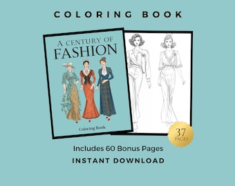 Libro de Colorear de Moda – 60 Páginas – PDF Imprimible para Adultos – Descarga Instantánea