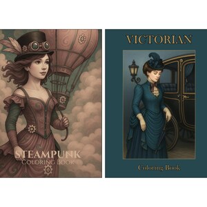 Kolorowanka Steampunk & Wiktoriańska | Zestaw ponad 75 stron | Dla dorosłych | Pliki PDF do druku