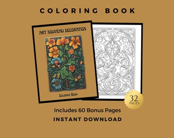 Art Nouveau Coloring Book for Adults Floral Pattern Gift