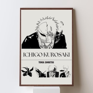 Ichigo Kurosaki Bleach Anime Poster | Soul Reaper Krieger Wandkunst | Manga Geschenk | Otaku Dekor | Premium ungerahmter Druck - Anime Decor - Poster