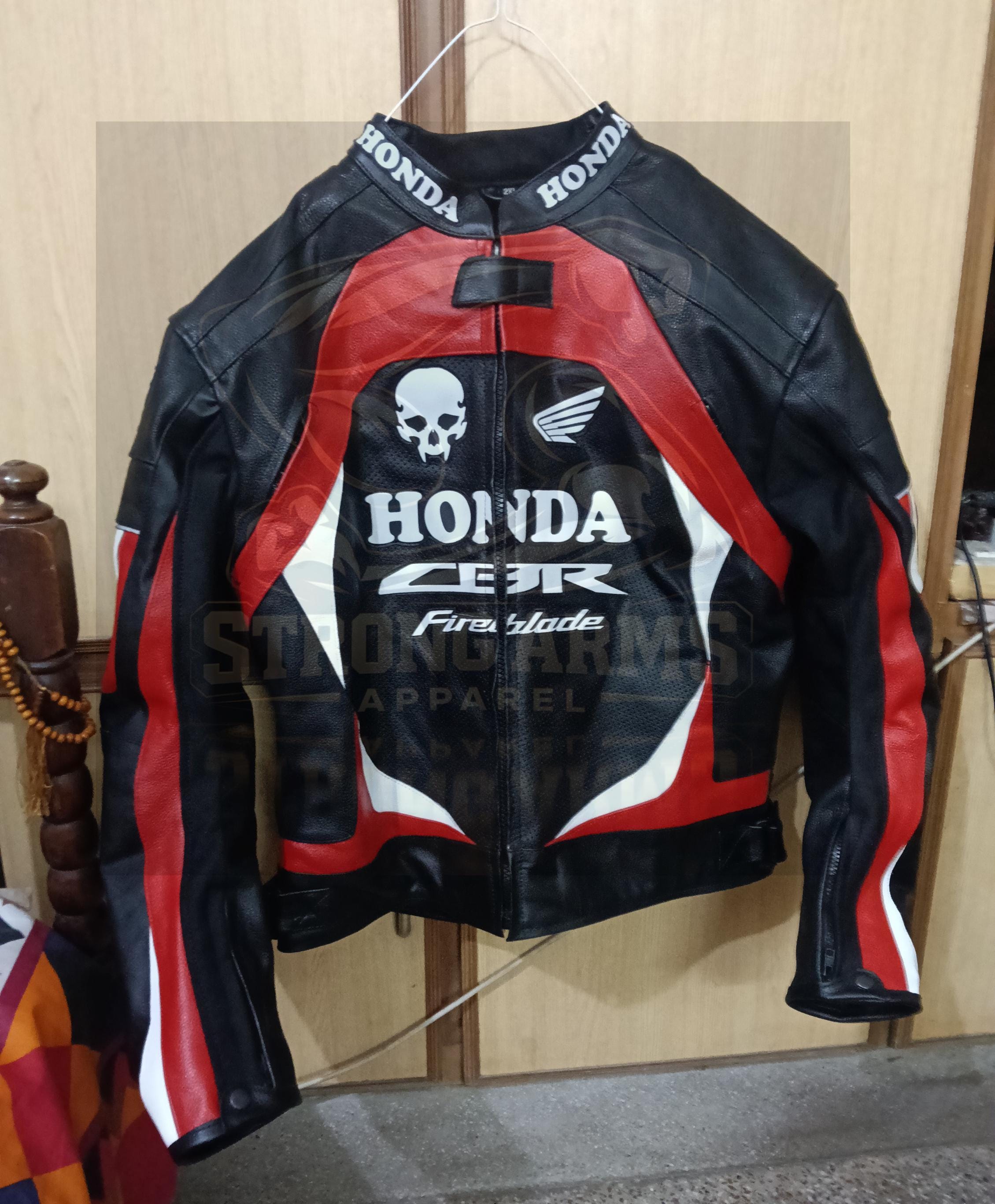Honda CBR Fireblade Inspired Cowhide Leather Racing Jacket CE