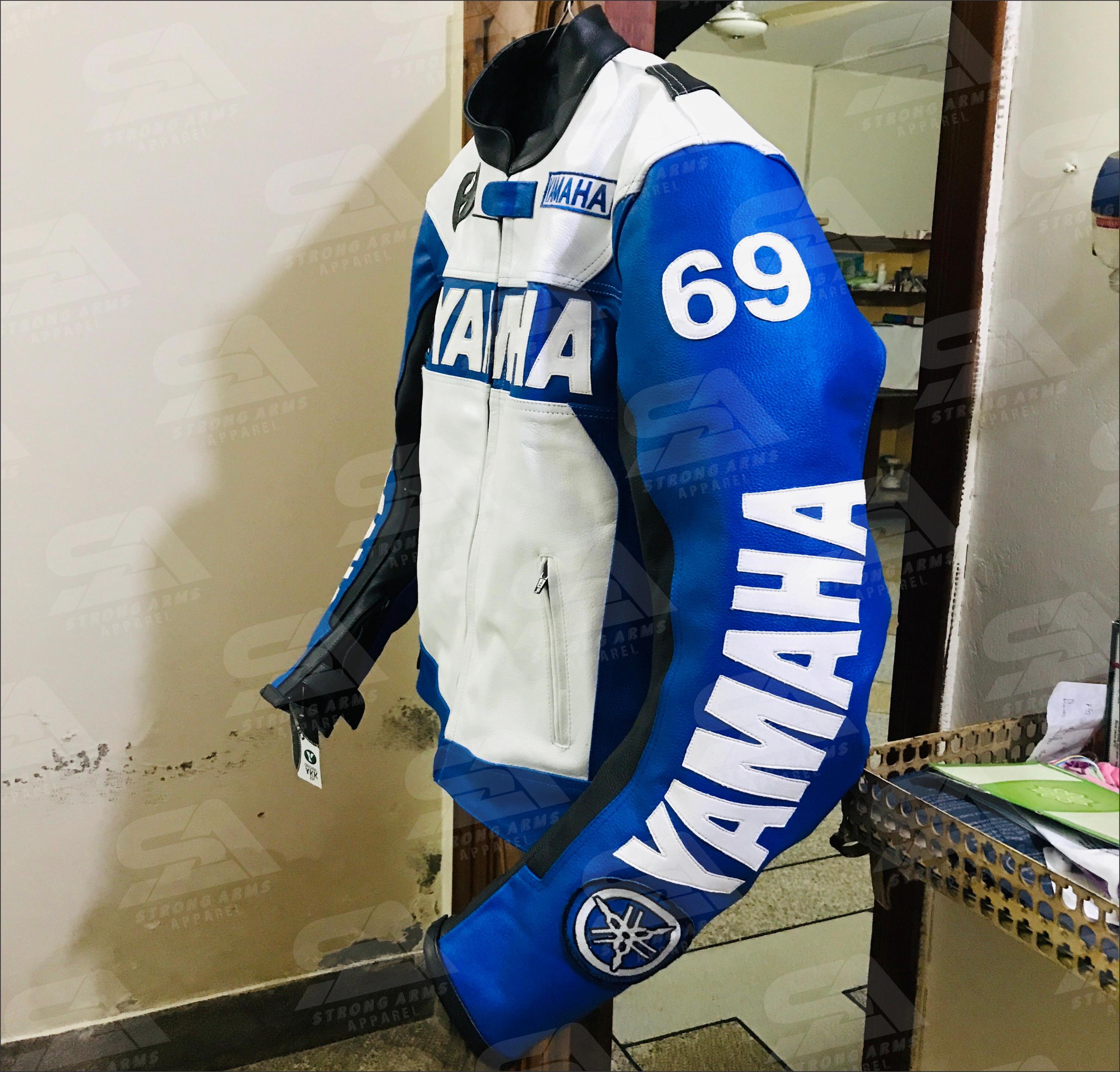 Yamaha Racing Leather Jacket Custom Cowhide Motorcycle Jacket CE