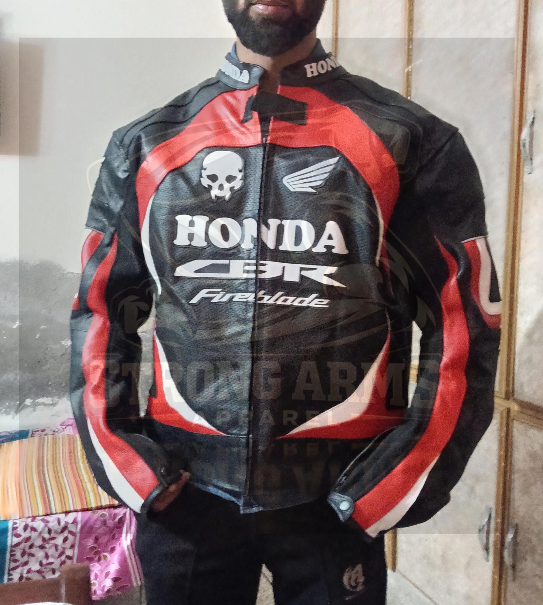 Honda CBR Fireblade Inspired Cowhide Leather Racing Jacket CE