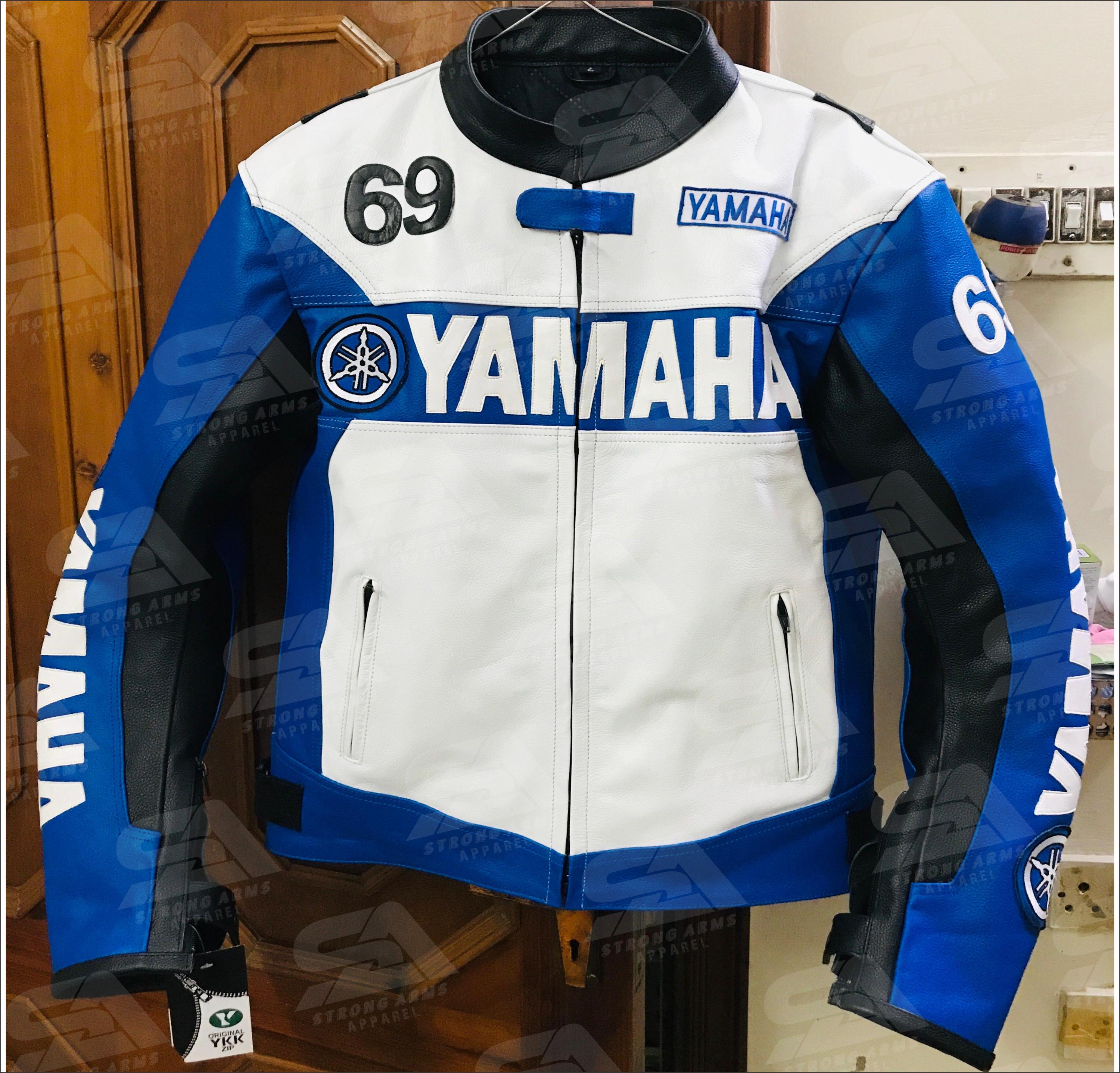 Yamaha Racing Leather Jacket Custom Cowhide Motorcycle Jacket CE