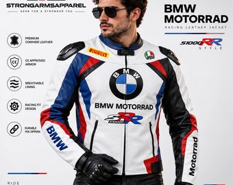 Cowhide Leather Motorcycle Jacket, CE Armored Racing Jacket, Men Biker Jacket, S1000RR Leather Jacket, Motorcycle Riding Gear, Racing Jacket