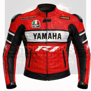 Handmade Yamaha R1 Racing Leather Jacket 1.2mm Cowhide Leather CE Protectors Premium Motorcycle Biker Gear Men