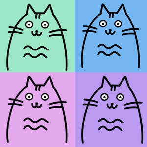 Meowchiipop Colorful Cat Pop Art Printable | Digital Download Wall Art | Cute Cartoon Cat Decor