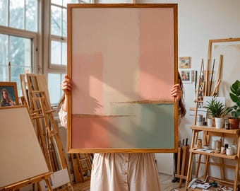 Minimalist Abstract Art Print: Soft Pastel Wall Decor