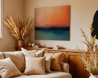 Rothko Style Canvas Art: Abstract Sunset Ocean, Mid Century Modern Wall Decor