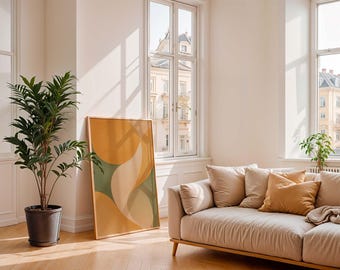 Mid Century Modern Abstract Print: Geometric Neutral Wall Art
