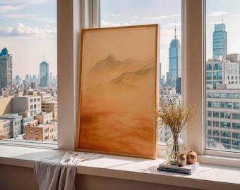 Abstract Desert Mountains Print, Minimalist Boho Home Decor