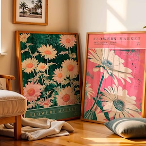 Daisy Flower Market Posters: Boho Vintage Wall Art (Digital Download)