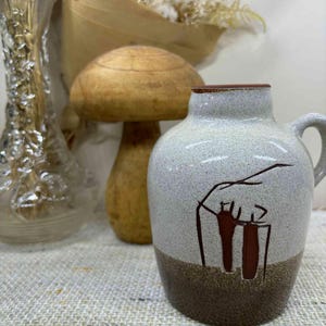 Vintage studio pottery jug or vase | Hand-thrown pottery | farmhouse pottery | speckled vase | signed pottery