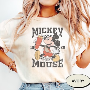Comfort Colors® Vintage Mickey Mouse Shirt, Disney Mickey 1928 T-Shirt, Retro Mickey Shirt, Disney Trip Shirt, Checkered Mickey Shirt