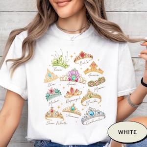 Comfort Color® Disney Princess Crown Shirt, Disneyworld Shirt, Cinderella Belle Rapunzel Ariel Snow White Disney Girl Trip Shirt